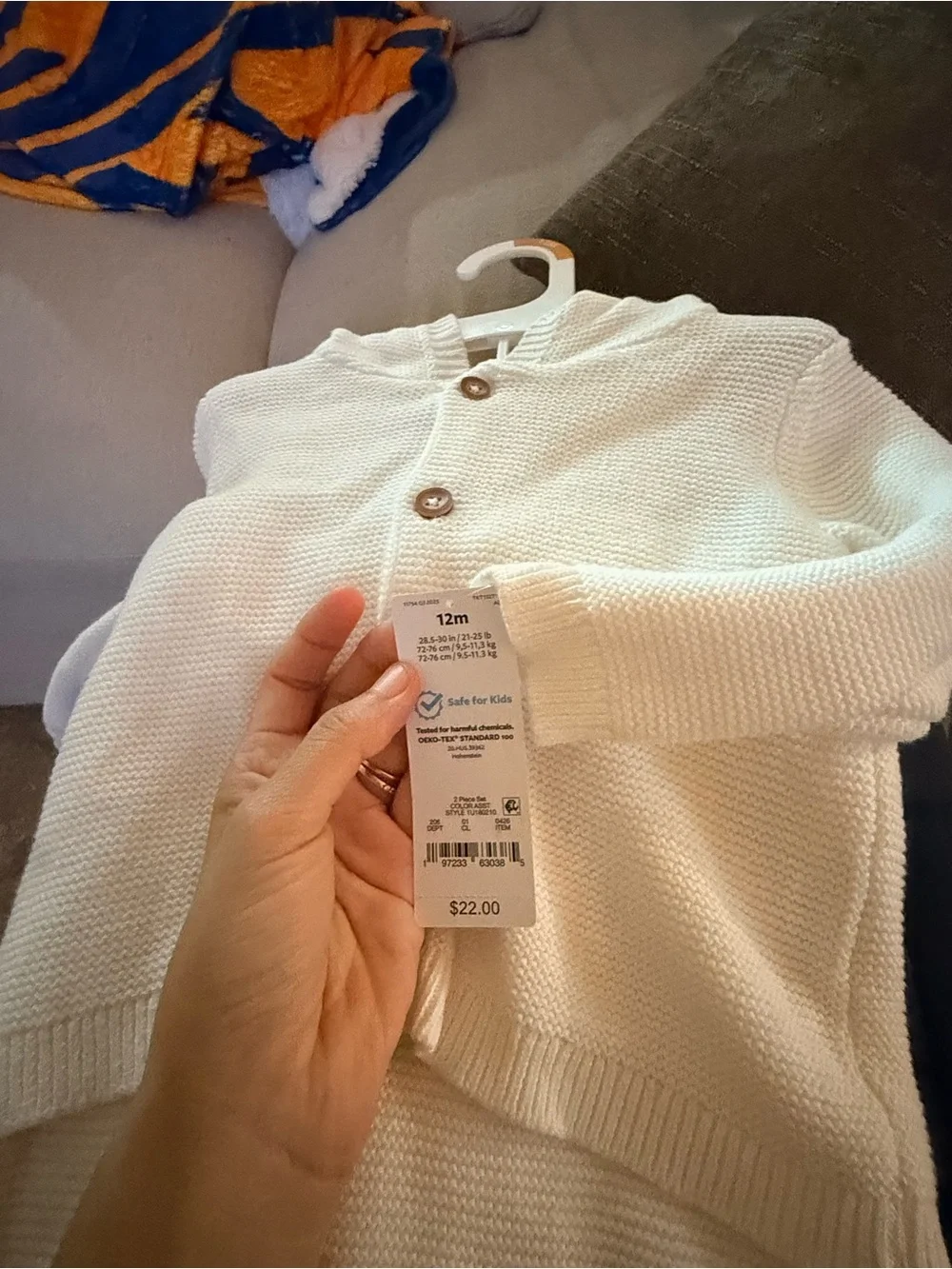 Carter's Cream Hooded Knit Baby Cardigan and Pant Set